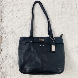 Tignanello Black Pebbled Leather Shoulder Bag